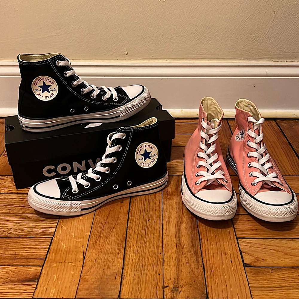 *Worn Once* BUNDLE 2 Pairs of Converse in Black & Pink Dawn Size 6.5 & 6
